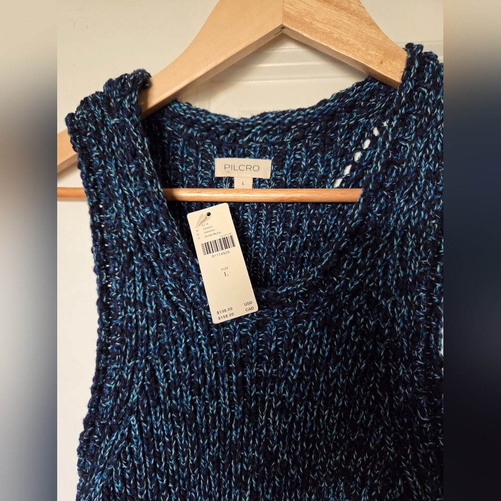 Anthropologie Textured Navy Tank Top - Picture 5 of 8
